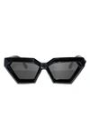Fifth & Ninth Alaia 53mm Polarized Cat Eye Sunglasses In Black/ Black