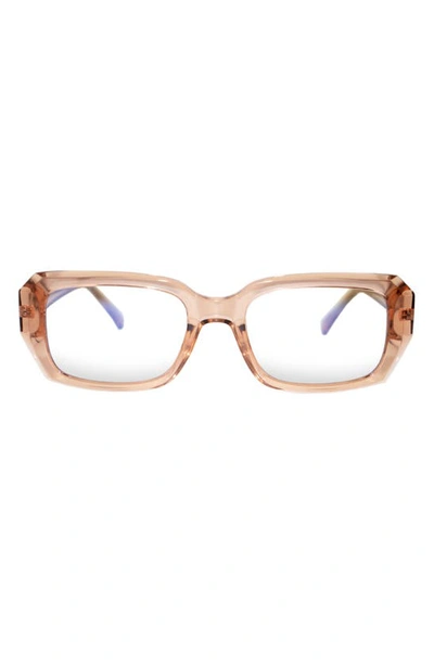 Fifth & Ninth Noa 51mm Rectangular Blue Light Blocking Glasses In Tan/ Clear