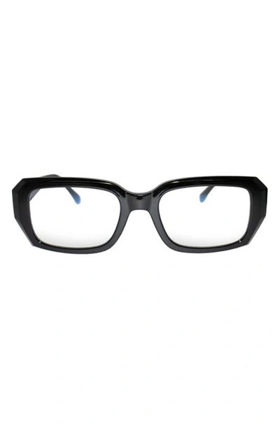 Fifth & Ninth Noa 51mm Rectangular Blue Light Blocking Glasses In Black/ Clear
