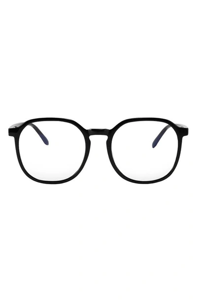 Fifth & Ninth 55mm Ruby Round Blue Light Blocking Glasses In Black/ Clear