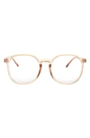 Fifth & Ninth 55mm Ruby Round Blue Light Blocking Glasses In Tan/ Clear