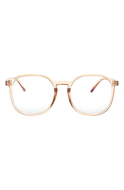 Fifth & Ninth 55mm Ruby Round Blue Light Blocking Glasses In Tan/ Clear