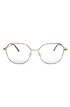 Fifth & Ninth Selena 54mm Geometric Blue Light Blocking Glasses In Gold/ Clear
