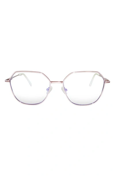 Fifth & Ninth Selena 54mm Geometric Blue Light Blocking Glasses In Metallic