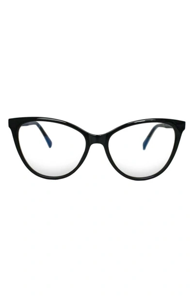 Fifth & Ninth Vera 56mm Cat Eye Blue Light Blocking Glasses In Black/ Clear