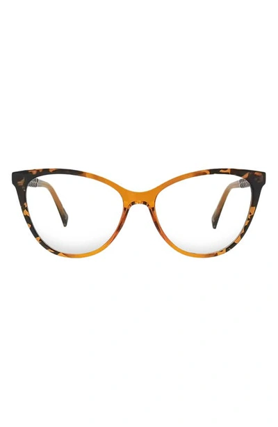 Fifth & Ninth Vera 56mm Cat Eye Blue Light Blocking Glasses In Brown