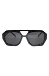 Fifth & Ninth Ryder 57mm Polarized Aviator Sunglasses In Black/ Black