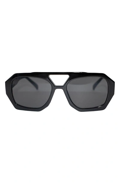 Fifth & Ninth Ryder 57mm Polarized Aviator Sunglasses In Black/ Black