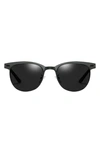 Fifth & Ninth Knox 51mm Polarized Round Sunglasses In Black/ Black
