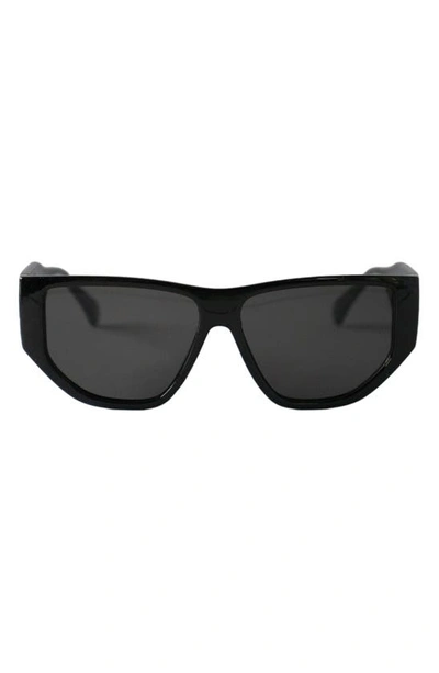 Fifth & Ninth Ash 56mm Polarized Geometric Sunglasses In Black/ Black
