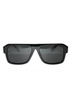 Fifth & Ninth Lennon 68mm Polarized Square Sunglasses In Black