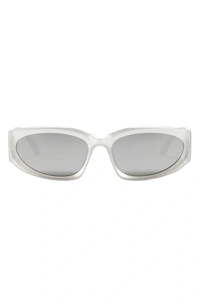 Fifth & Ninth Shea 59mm Polarized Gradient Oval Sunglasses In Silver/ Silver