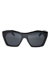 Fifth & Ninth Clara 50mm Polarized Small Geometric Sunglasses In Black/ Black