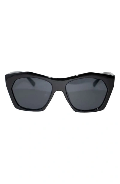 Fifth & Ninth Clara 50mm Polarized Small Geometric Sunglasses In Black/ Black