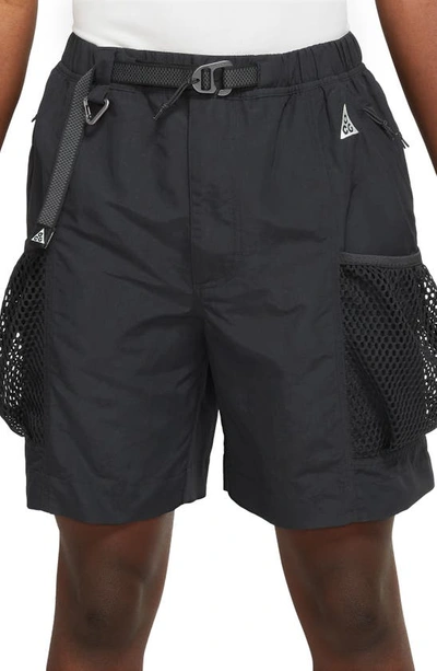 Nike Snowgrass Water Repellent Nylon Cargo Shorts In Black/ Anthracite/ White