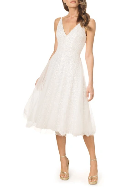 Dress The Population Courtney Sequin Midi Dress In White Multi