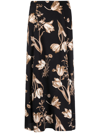 Reformation Black Zoe Floral Print Skirt