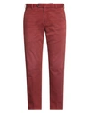 Pt Torino Man Jeans Brick Red Size 36 Cotton, Elastane