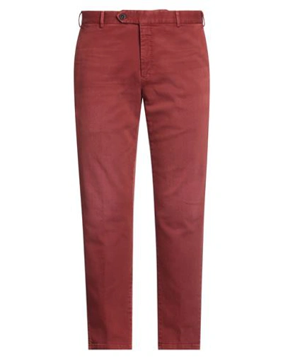 Pt Torino Man Jeans Brick Red Size 36 Cotton, Elastane