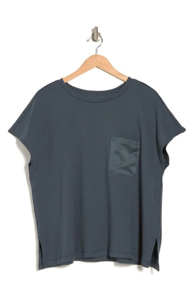 Nordstrom Rack Satin Pocket T-shirt In Blue Slate