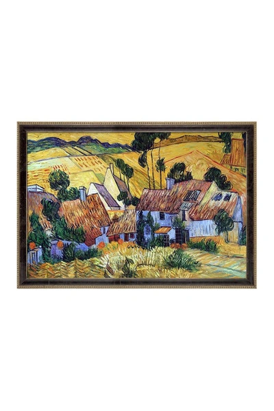 Overstock Art Thatched Houses Against A Hill By Vincent Van Gogh Framed Hand Painted Oil On Canvas In Multi