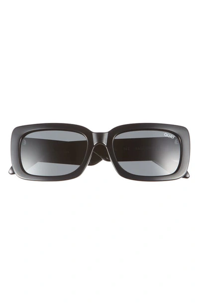 Quay Yada Yada 39mm Polarized Rectangle Sunglasses In Black / Black Polarized