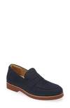 Samuel Hubbard Tailored Traveler Penny Loafer In Navy Nubuck