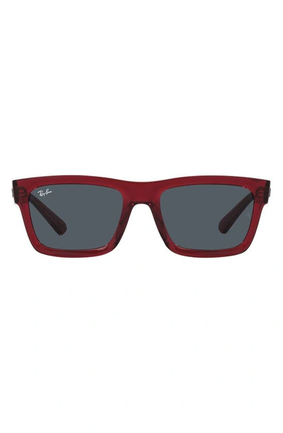 Ray Ban Warren 54mm Rectangular Sunglasses In Transparent Red