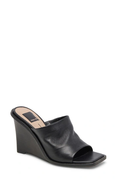 Dolce Vita Gilded Wedge Sandal In Black Leather