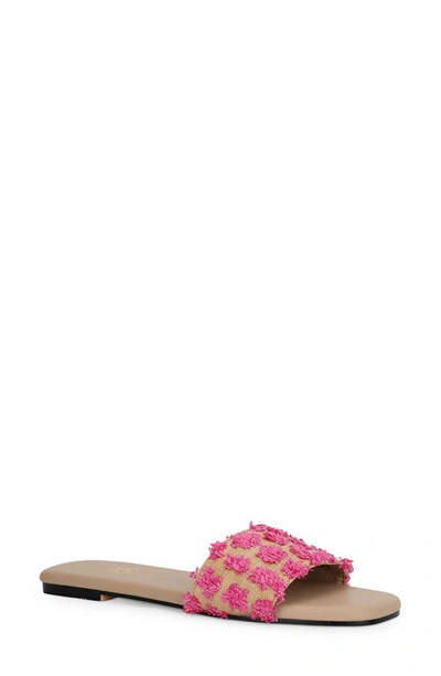 Yosi Samra Reese Raffia Slide Sandal In Pink