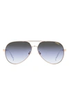 Carrera Eyewear 63mm Polarized Oversize Aviator Sunglasses In Gold Blue/ Grey Shaded Blue