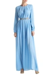St John Satin Silk Cut-out Dress In Cornflower