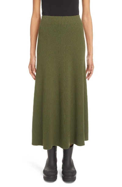 Chloé Chunky Wool Knit Skirt In 3f5-smoky Leaf