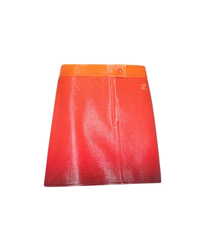 Courrèges Courreges Woman Mini Skirt Orange Size 8 Cotton, Elastane In Multi