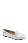 Marc Joseph New York Carrol Street Penny Loafer In White Grainy Tumbled Leather
