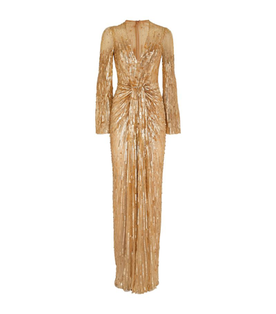 Jenny Packham Embellished Margot Gown In Gold