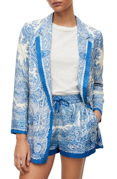Allsaints Paisley Print Aleida Blazer In Blue/ White