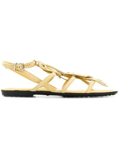 Tod's Fringed Sandals - Yellow In Yellow & Orange