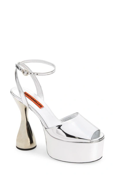 Simon Miller Metallic Hourglass-heel Platform Sandals In Silver