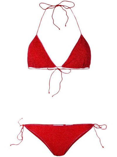 Oseree Lurex Triangle Bikini - Red