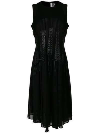 Comme Des Garçons Ribboned Georgette Midi Dress In Black