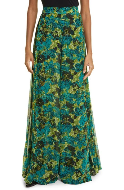 Max Mara Nigeria Floral Palazzo Pants In Bitter Lemon