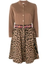 Bazar Deluxe Embroidered Leopard Print Shirt Dress - Brown