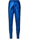 Laneus Sequin Embellished Cropped Trousers In Blue