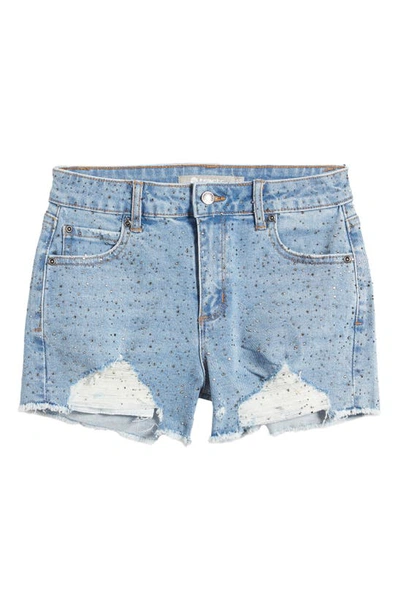 Tractr Kids' Glitz & Glam Distressed Jeans Shorts In Indigo
