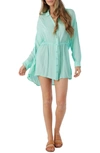 O'neill Cami Long Sleeve Cover-up Shirtdress In Ocean Wave