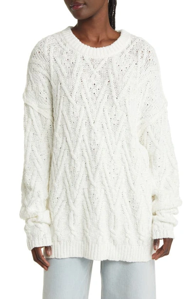 Free People Isla Cable Stitch Tunic Sweater In Ivory