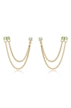 Ettika Double Piercing Chain Drop Earrings In Apple Green