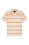 Treasure & Bond Kids' Button-up Camp Shirt In Ivory Egret Camp Geo Stripe