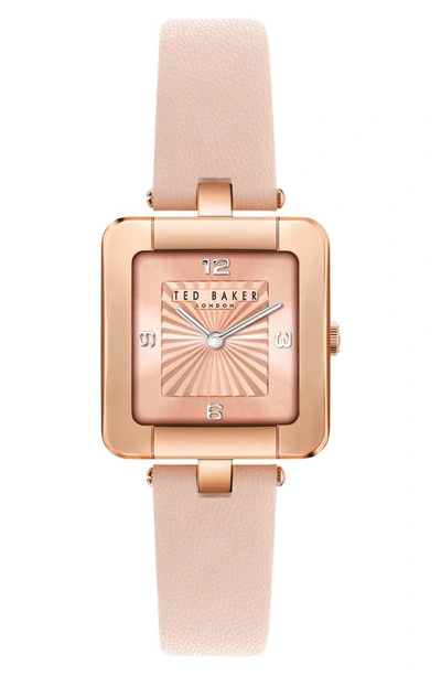 Ted Baker London Mayse Leather Strap Watch, 33mm In Pink